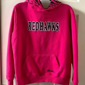 Pink RedHawks Hoodie with Animal print accent, Stadium Athletics, Medium